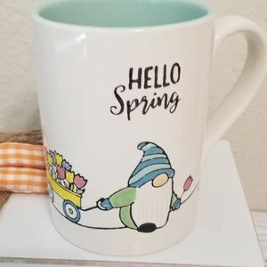 Gnome Hello Spring Painted Green Blue Yellow Coffee Tea Cup Mug New